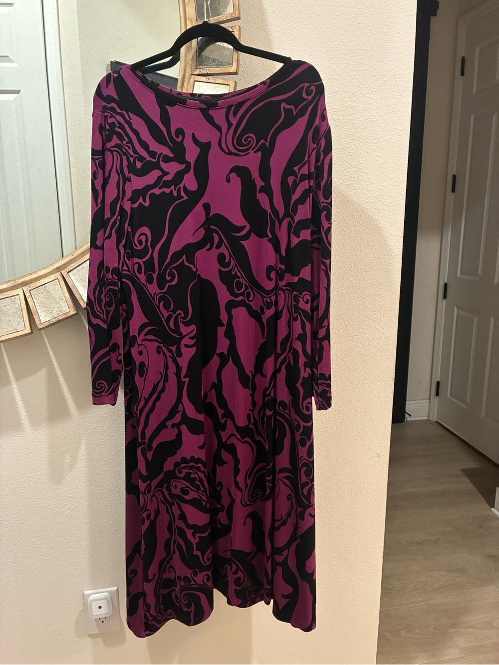 Chico's Purple and Black Paisley Travelers Midi Dress